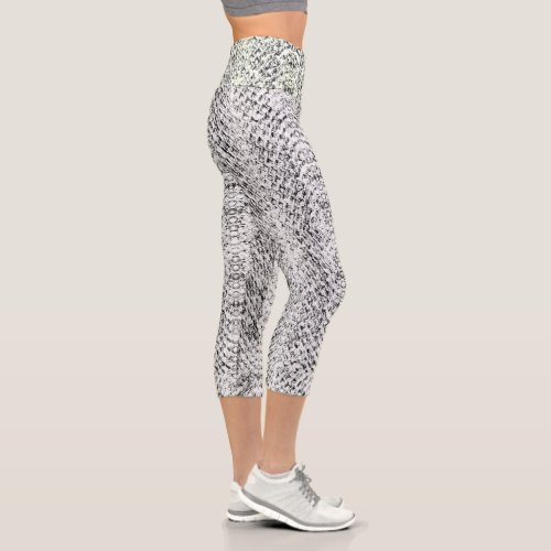 White Viper Snakeskin Capri Leggings