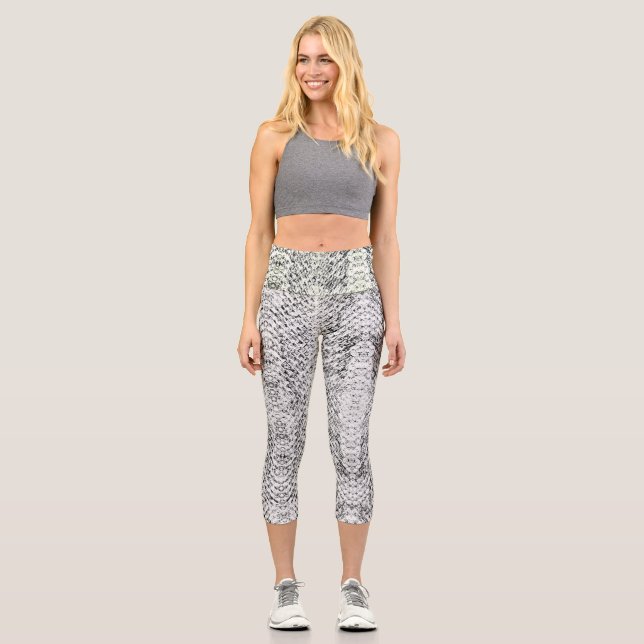 White Viper Snakeskin Capri Leggings (Front)