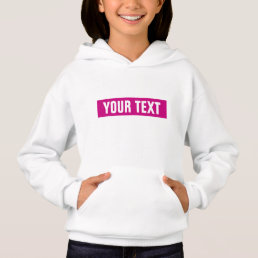 White Viva Magenta Customize Name Text Girls Hoodie