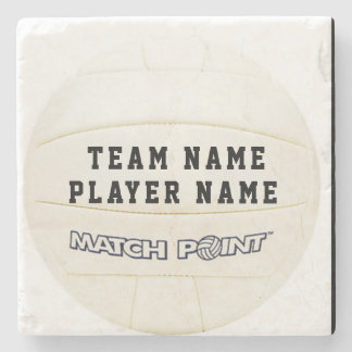 WHITE VOLLEYBALL PERSONALISED STONE COASTER