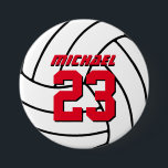 White Volleyball Sports Team Button Pin<br><div class="desc">Volleyball button for your kids birthday party. A perfect pin for sports fans,  athletes,  players,  coach or captain of the volleyball team. You can customize the wording to fit any events with sports theme.</div>