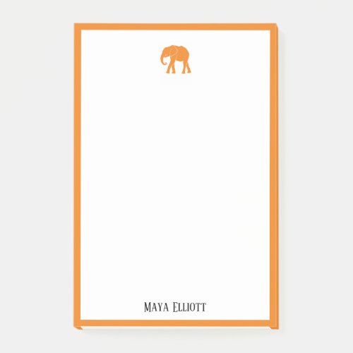 White w Bright Orange Elephant  Border  Name Post_it Notes