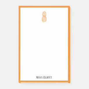 White w/ Bright Orange Pineapple & Border + Name Post-it Notes