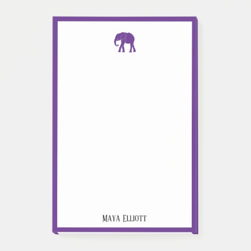 White w Bright Purple Elephant  Border  Name Post_it Notes