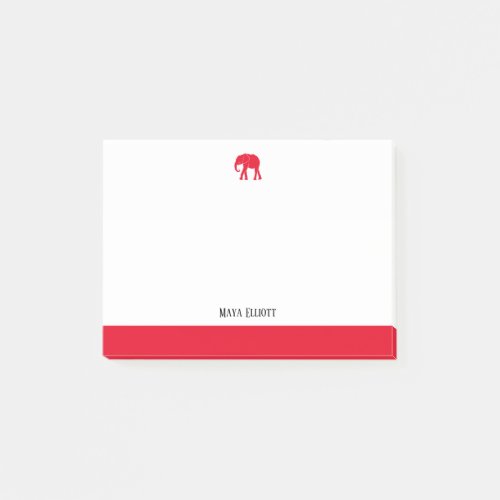 White w Bright Red Elephant  Border  Name Post_it Notes