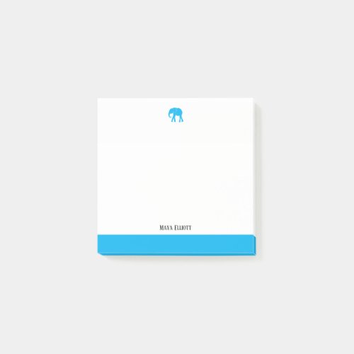 White w Bright Sky Blue Elephant  Border  Name Post_it Notes