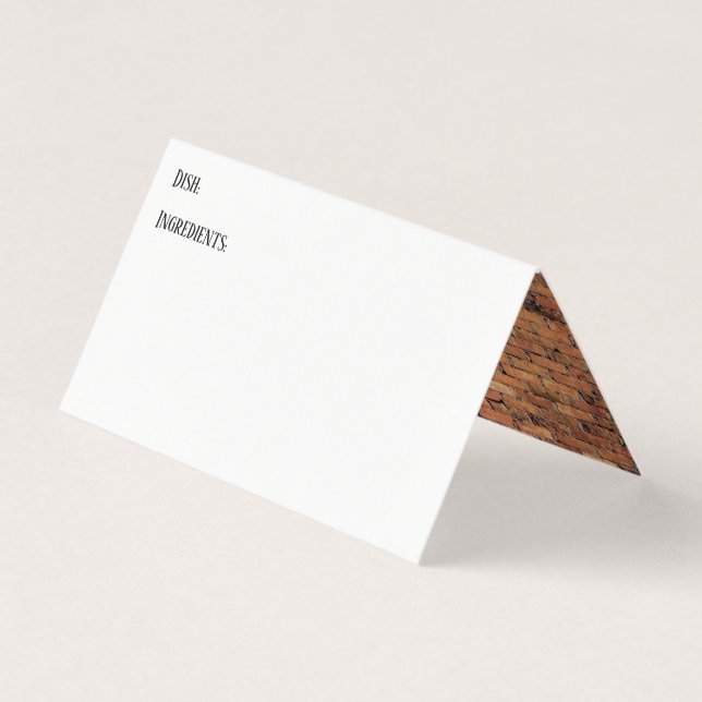 White w Brown Brick Image Inside Recipe Tent Cards (Front)