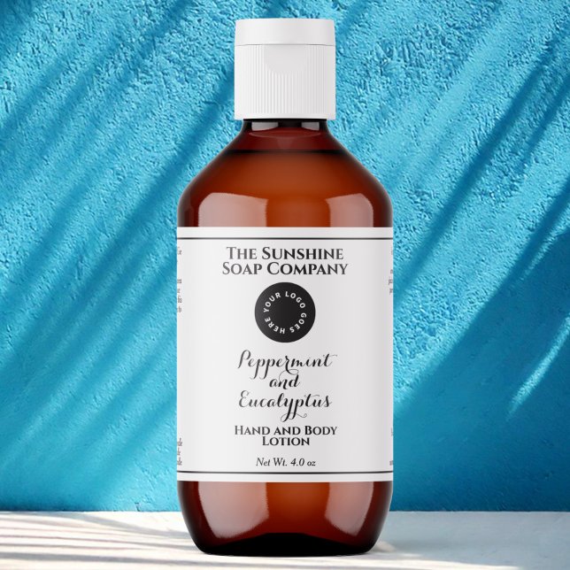 White w curly text logo cosmetics bottle label  (Creator Uploaded)