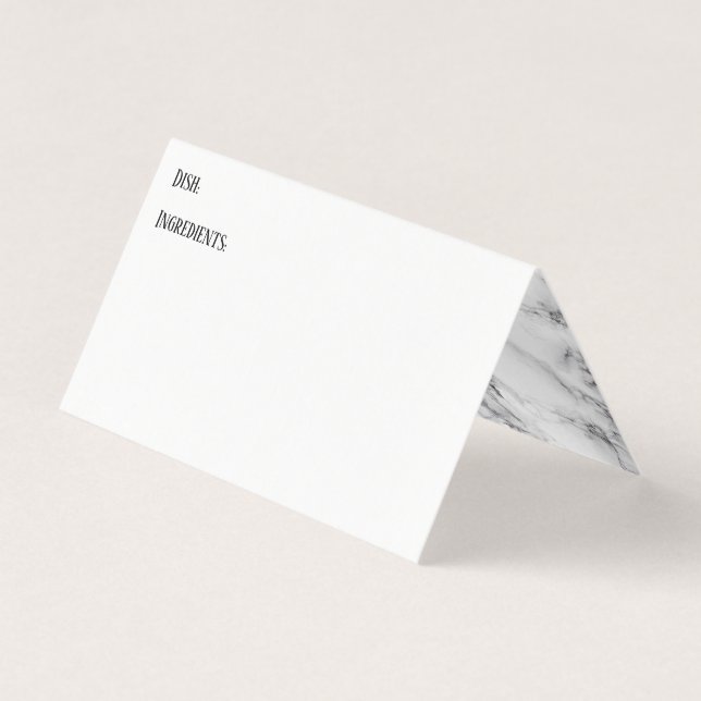 White w/ Marble Inside Recipe Tent Cards (Front)