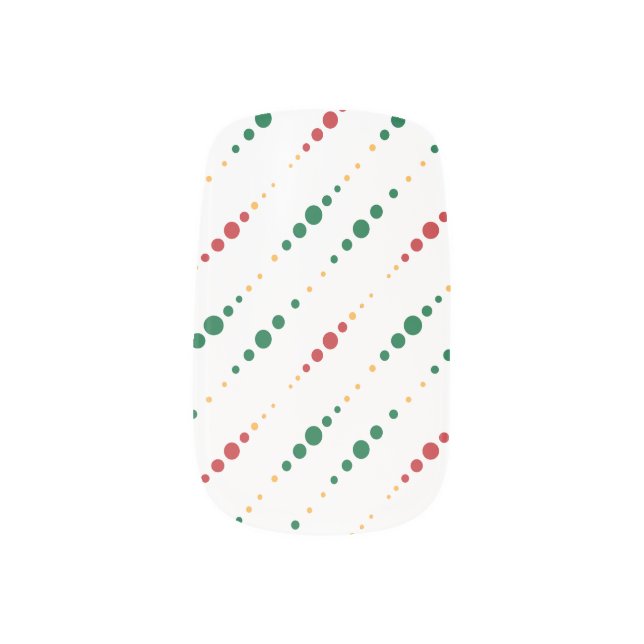 White w/ Red and Green Dots Christmas  Nail Art (Left Thumb)