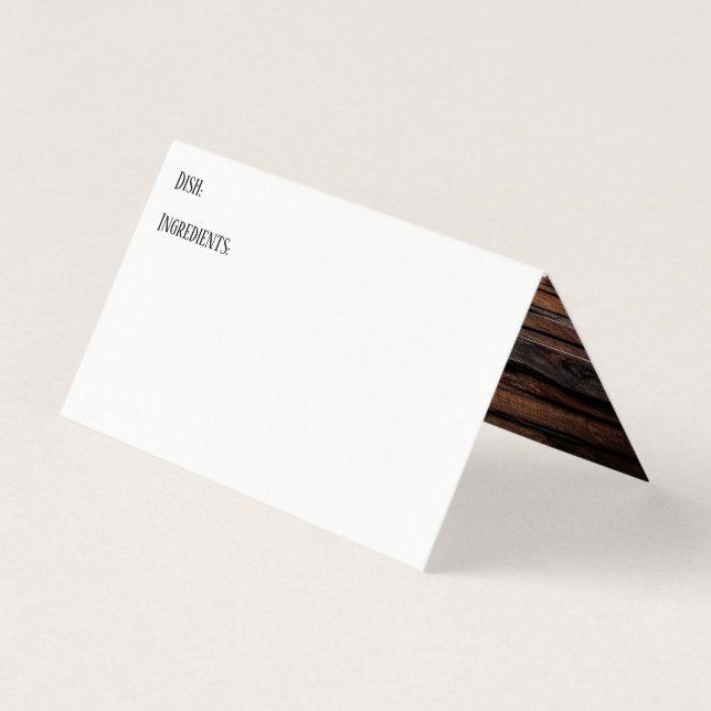 White w/ Textured Boards Accent Recipe Tent Cards (Front)