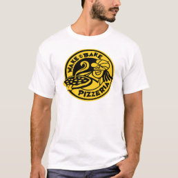 White Wake &amp; Bake Custom Pizza Logo T-Shirt