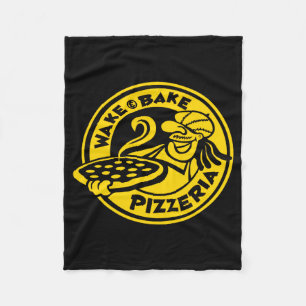 White Wake Bake Zza Logo  Fleece Blanket