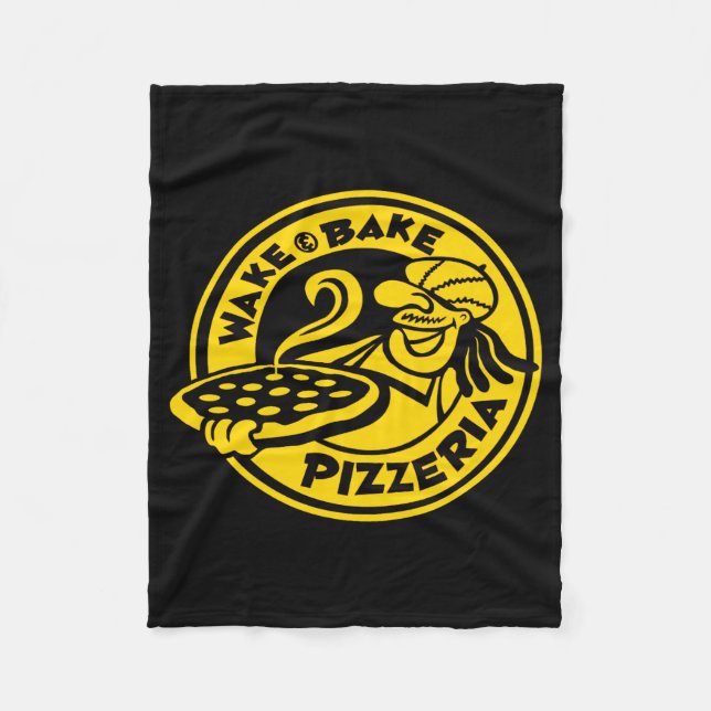 White Wake Bake Zza Logo  Fleece Blanket (Front)