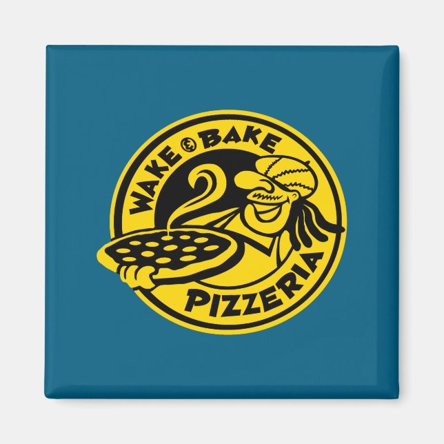 White Wake Bake Zza Logo  Magnet (Front)