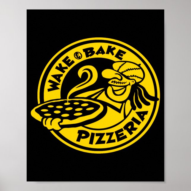 White Wake Bake Zza Logo  Poster (Front)