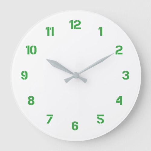 White Wall Clock with Green Numbers