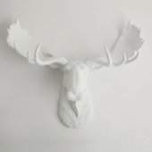 White Wall Décor Faux Moose Head (Front)