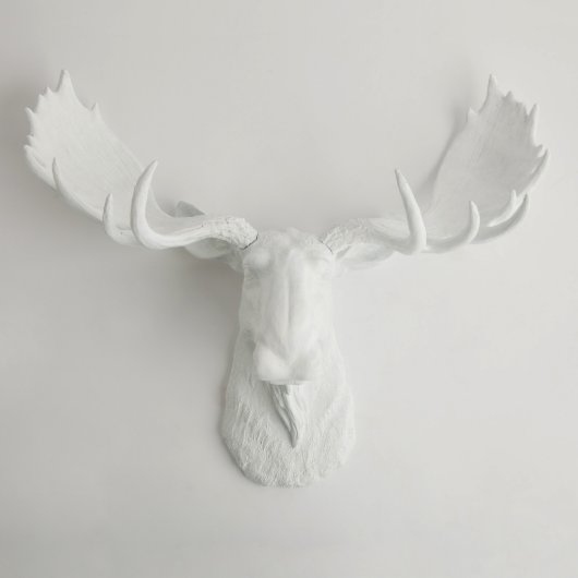 White Wall Décor Faux Moose Head (Front)