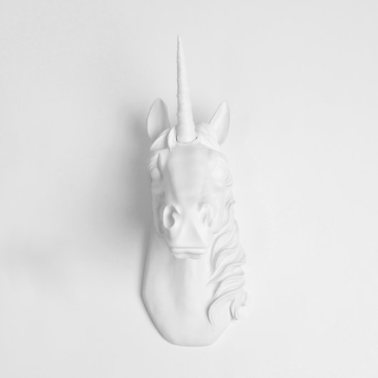 White Wall Décor Faux Unicorn Head (Front)
