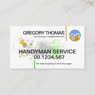 White Wall Paint Splatter Handyman Painter Business Card