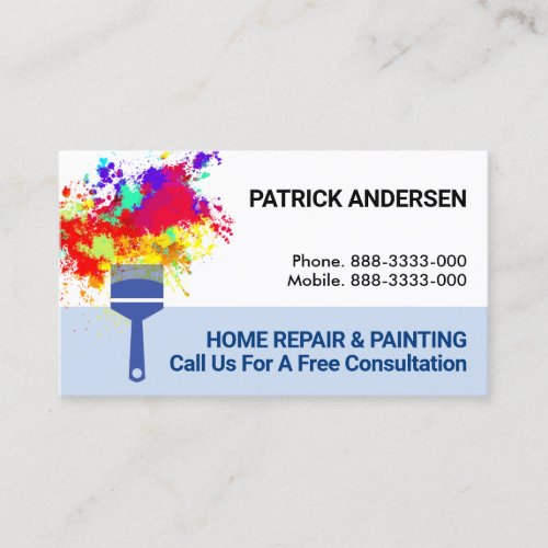 White Wall Peeling Paint Splatter Business Card