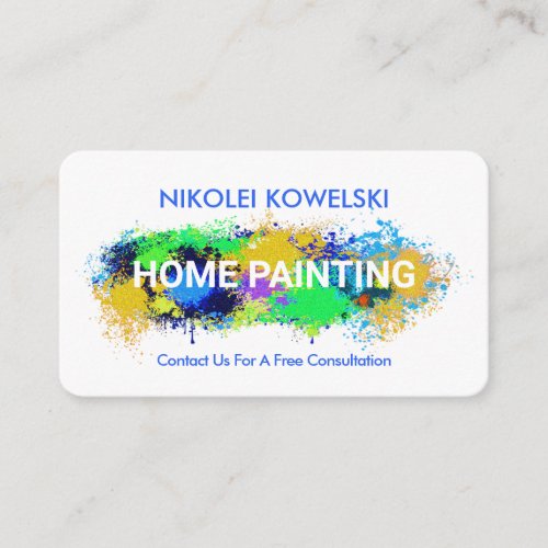 White Wall Peeling Paint Splatter Business Card