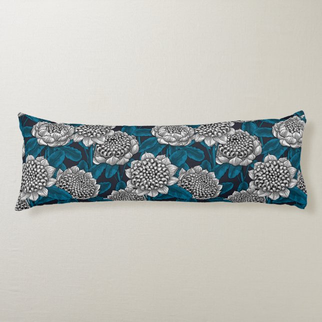 White waratah flowers body pillow (Front)