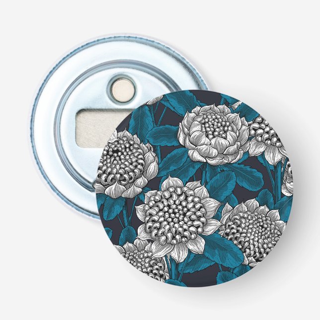 White waratah flowers bottle opener (Front)