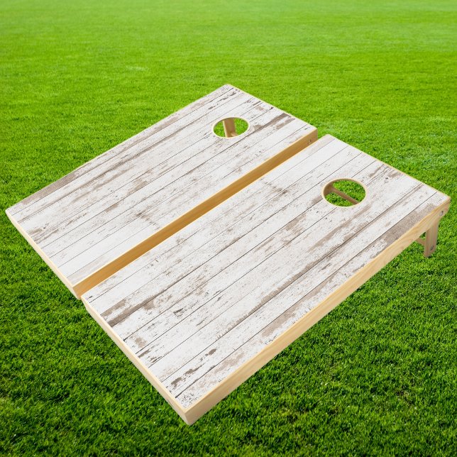 White Wash Wooden Boards Cornhole Set (Creator Uploaded)
