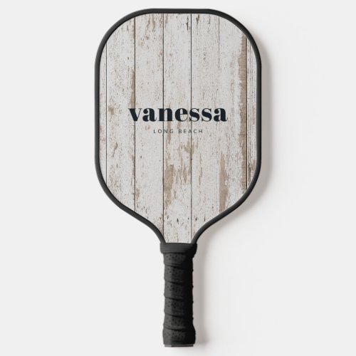 White Wash Wooden Boards Minimal Modern Classic Pickleball Paddle