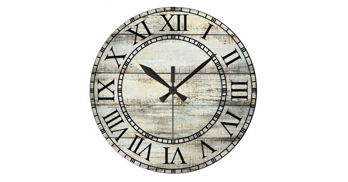 White Washed Barn Wood Wall Large Clock Zazzle