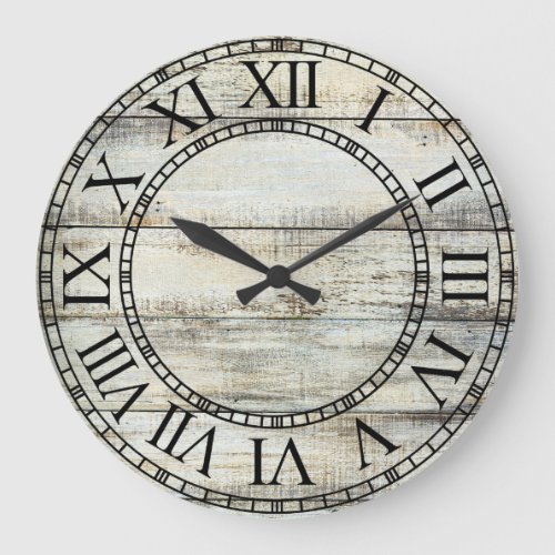 White Washed Barn Wood Wall Large Clock