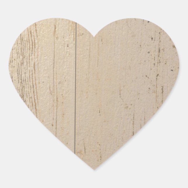 White Washed distressed Textured Wood Grain Heart Sticker (Front)