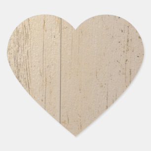 White Washed distressed Textured Wood Grain Heart Sticker