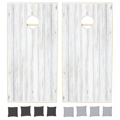  White Washed Rustic Wood Cornhole Set