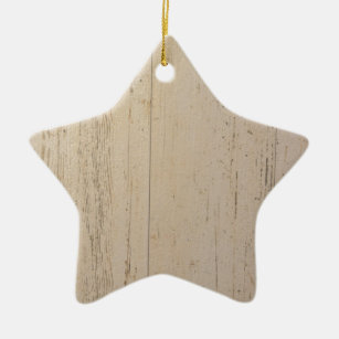 White Washed Textured Wood Grain Ceramic Ornament
