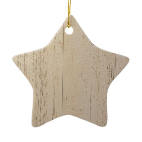 White Washed Textured Wood Grain Ceramic Ornament