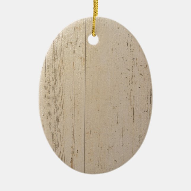 White Washed Textured Wood Grain Ceramic Ornament (Front)