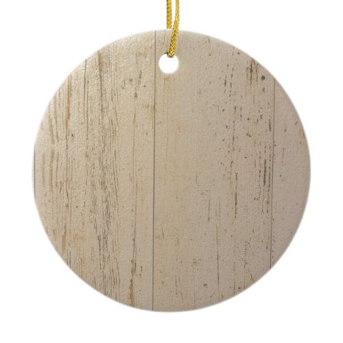 White Washed Textured Wood Grain Ceramic Ornament