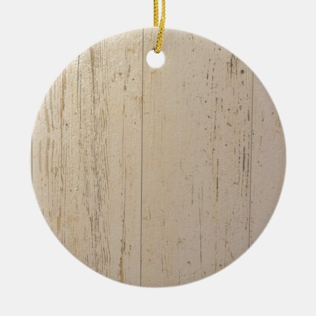 White Washed Textured Wood Grain Ceramic Ornament (Front)