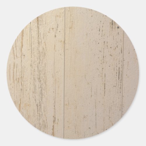 White Washed Textured Wood Grain Classic Round Sticker