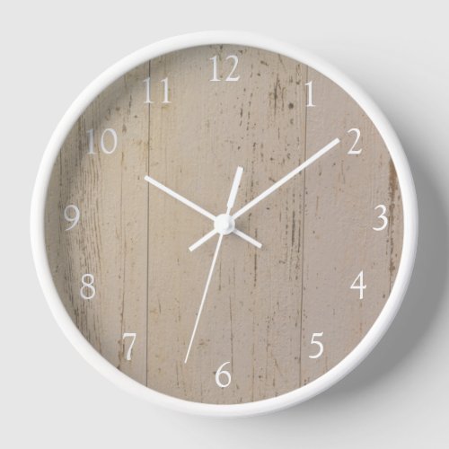 White Washed Textured Wood Grain Clock