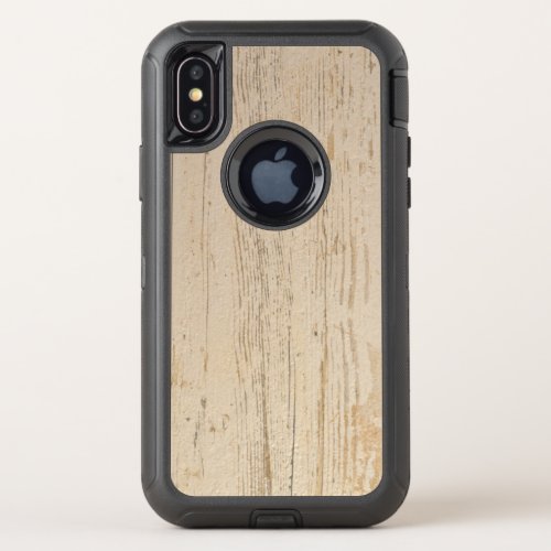 White Washed Textured Wood Grain OtterBox Defender iPhone XS Case
