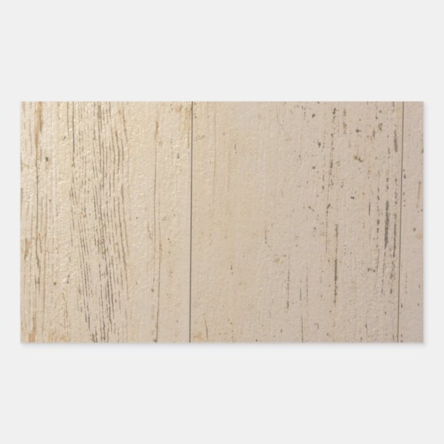 White Washed Textured Wood Grain Rectangular Sticker (Front)