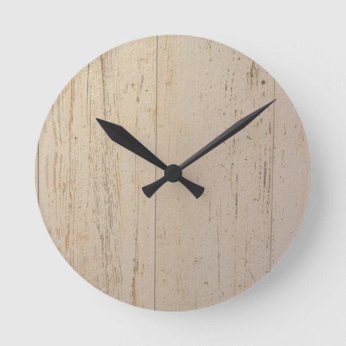 White Washed Textured Wood Grain Round Clock