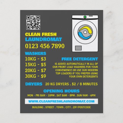 White Washer Laundromat Cleaning Service Flyer