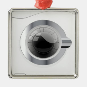 White Washing Machine Metal Ornament