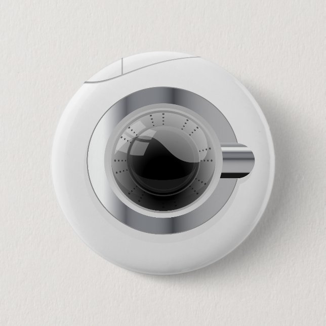 White Washing Machine Pinback Button (Front)