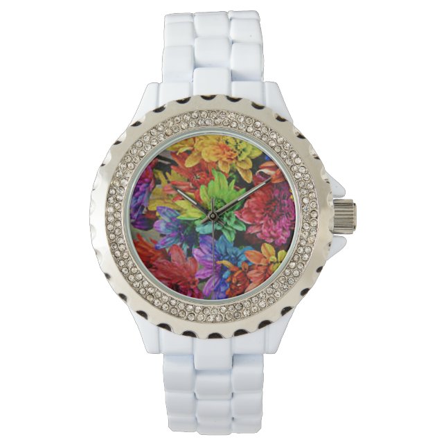 White Watch w/ Multi-Colored Flowers (Front)
